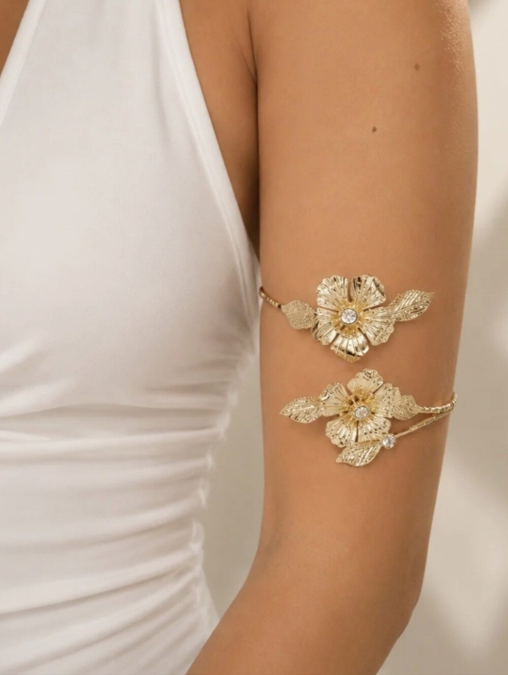Gold Floral Arm Cuff Bracelet